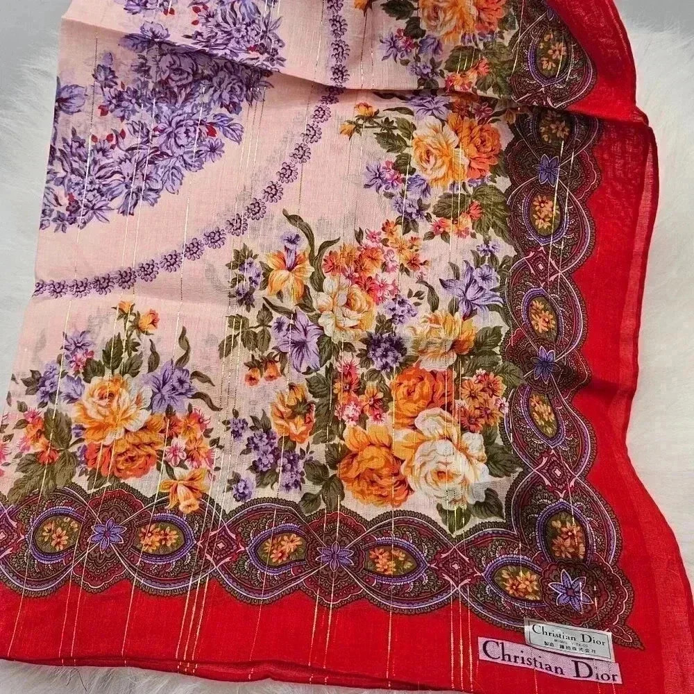 Price is FIRM* Christian  Dior silk square floral scarf